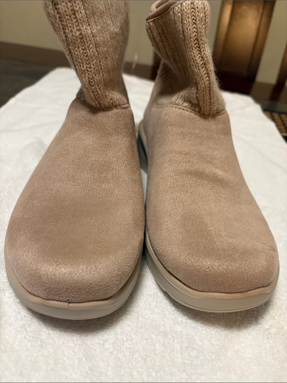 Women’s Neutral Beige Slip-On Sock Boots